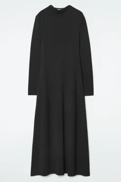 Sale COS COWL-NECK LONG-SLEEVED MAXI DRESS BLACK