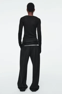 Outlet COS CREW-NECK MERINO WOOL TOP BLACK