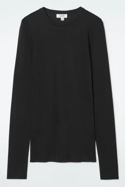 Outlet COS CREW-NECK MERINO WOOL TOP BLACK