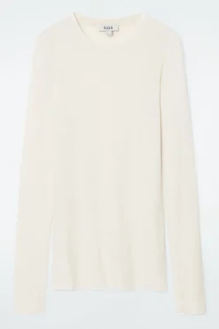 COS CREW-NECK MERINO WOOL TOP OFF-WHITE