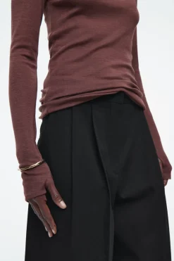 Sale COS CREW-NECK MERINO WOOL TOP BROWN