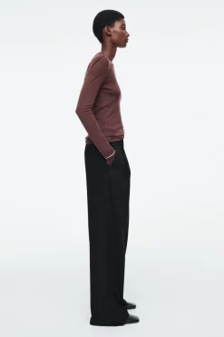 Sale COS CREW-NECK MERINO WOOL TOP BROWN
