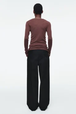 Sale COS CREW-NECK MERINO WOOL TOP BROWN