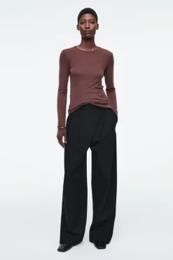 Sale COS CREW-NECK MERINO WOOL TOP BROWN