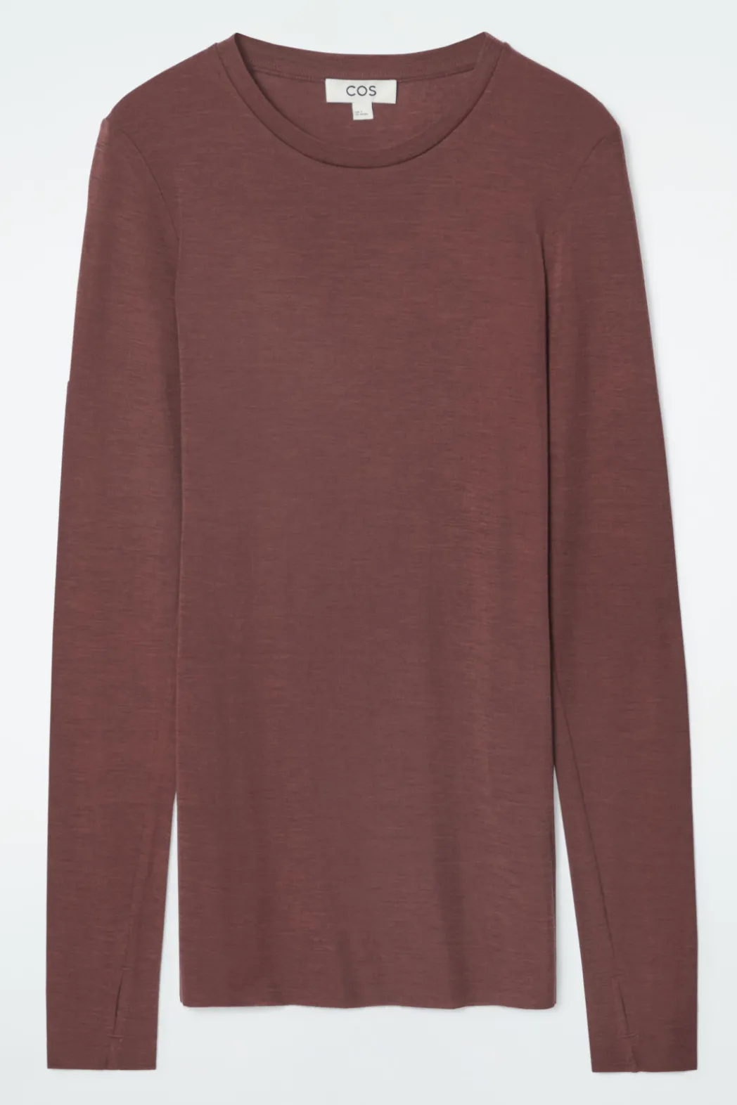 Sale COS CREW-NECK MERINO WOOL TOP BROWN