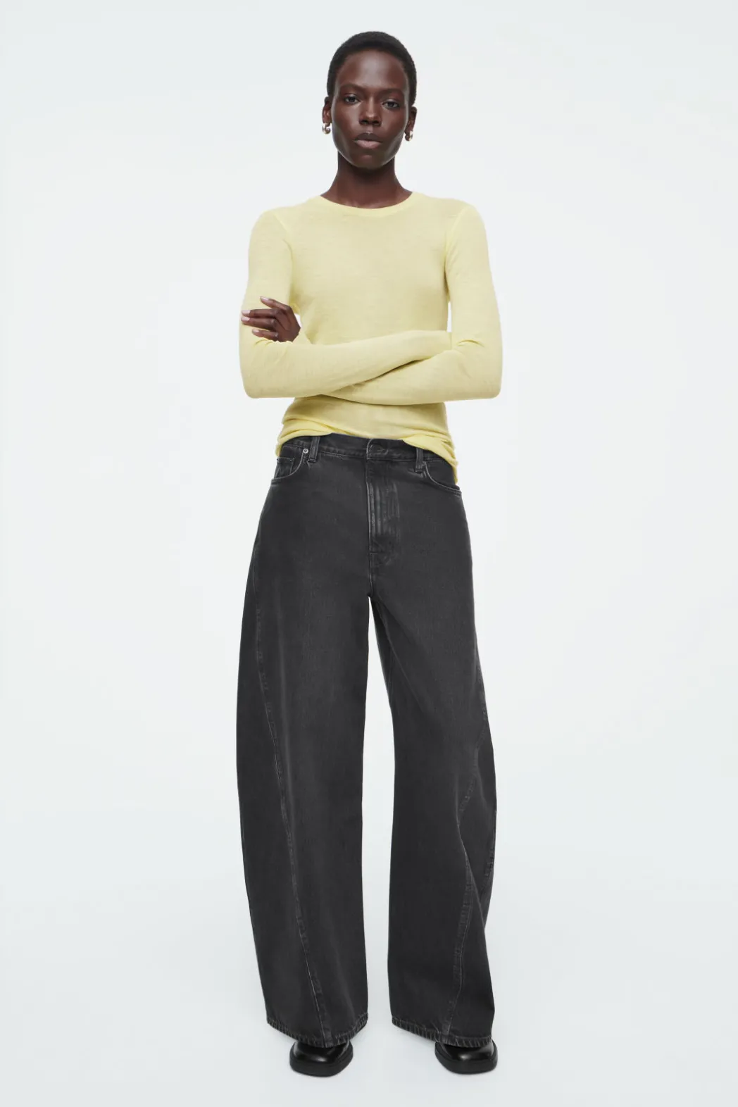 Sale COS CREW-NECK MERINO WOOL TOP LIGHT YELLOW