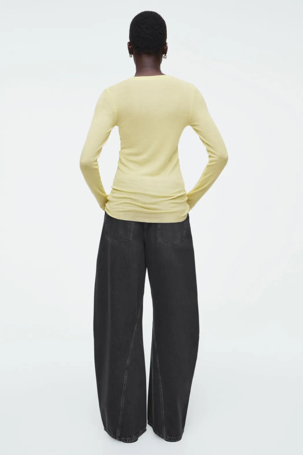 Sale COS CREW-NECK MERINO WOOL TOP LIGHT YELLOW