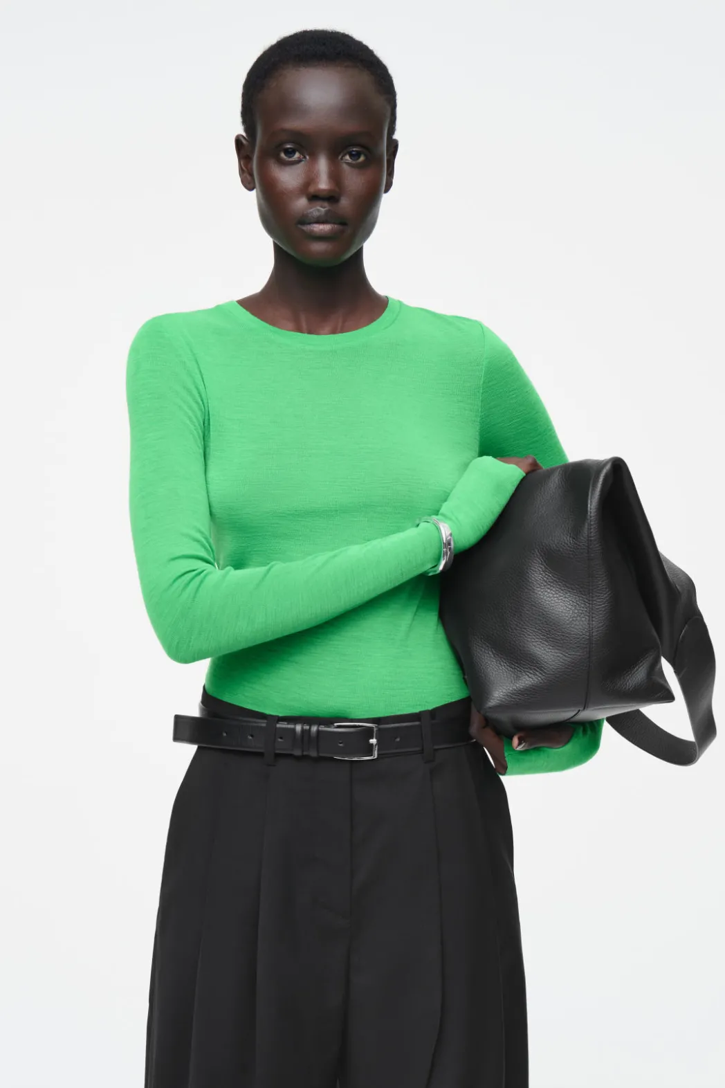 Online COS CREW-NECK MERINO WOOL TOP BRIGHT GREEN