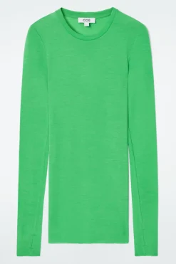 Online COS CREW-NECK MERINO WOOL TOP BRIGHT GREEN