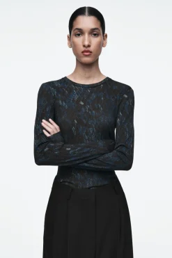New COS CREW-NECK MERINO WOOL TOP MULTICOLORED