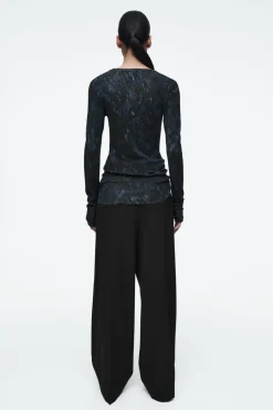 New COS CREW-NECK MERINO WOOL TOP MULTICOLORED