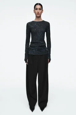 New COS CREW-NECK MERINO WOOL TOP MULTICOLORED