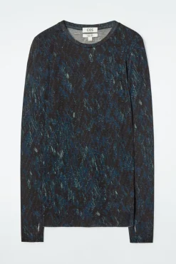New COS CREW-NECK MERINO WOOL TOP MULTICOLORED