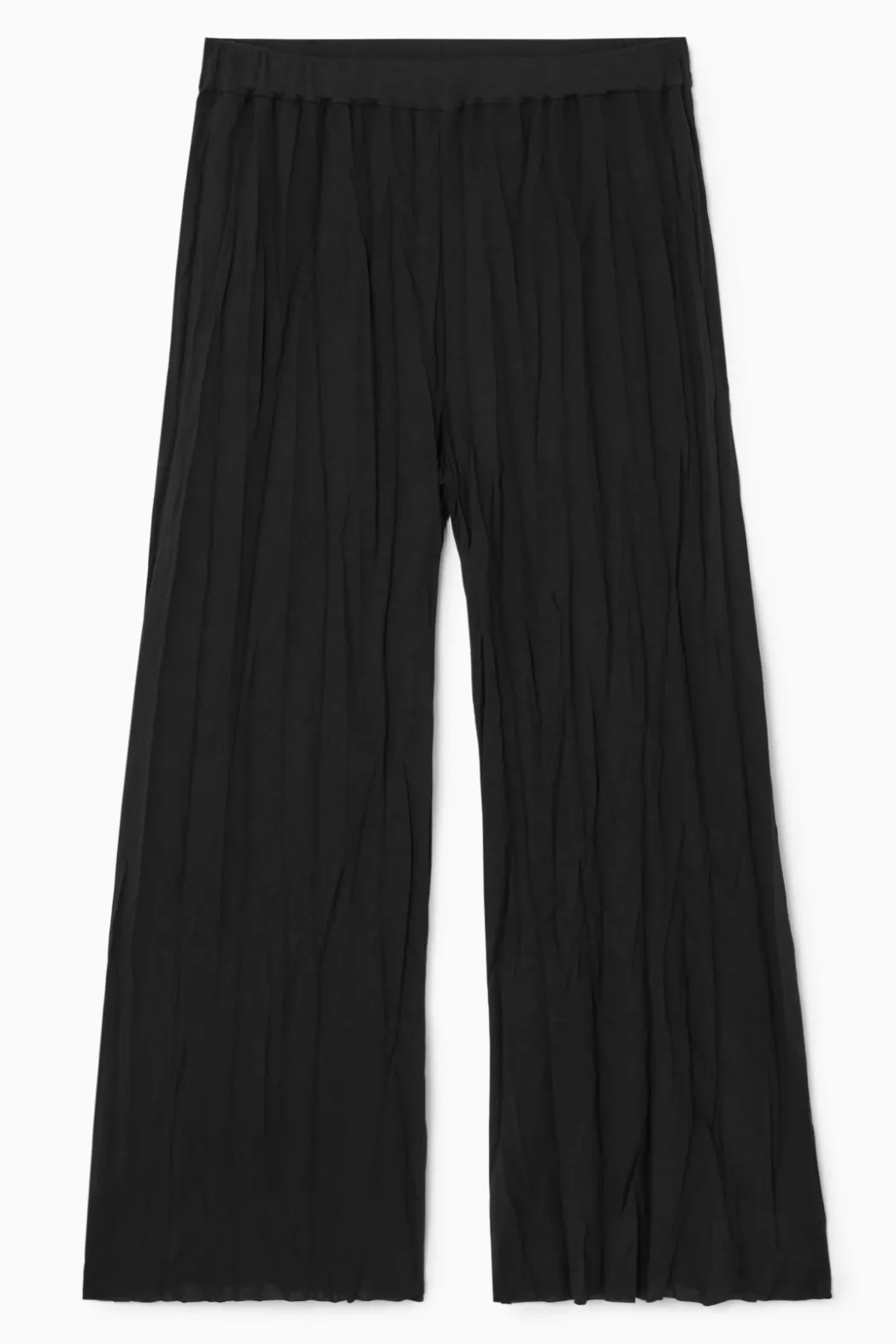 Clearance COS CRINKLED JERSEY WIDE-LEG PANTS BLACK