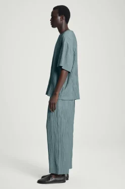 Hot COS CRINKLED WIDE-LEG PANTS BLUE