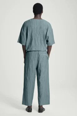 Hot COS CRINKLED WIDE-LEG PANTS BLUE