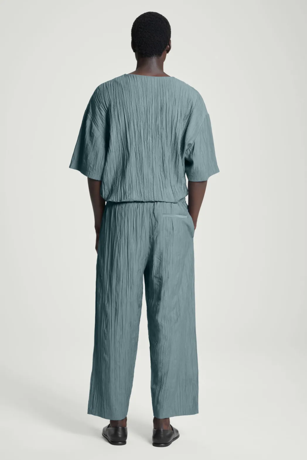 Hot COS CRINKLED WIDE-LEG PANTS BLUE