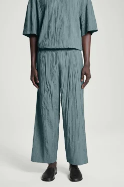 Hot COS CRINKLED WIDE-LEG PANTS BLUE