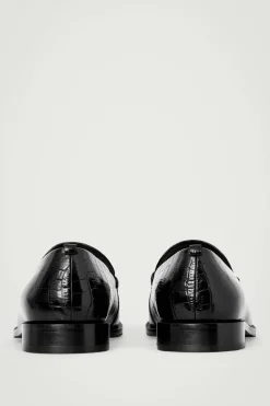 Hot COS CROC-EFFECT LEATHER LOAFERS BLACK