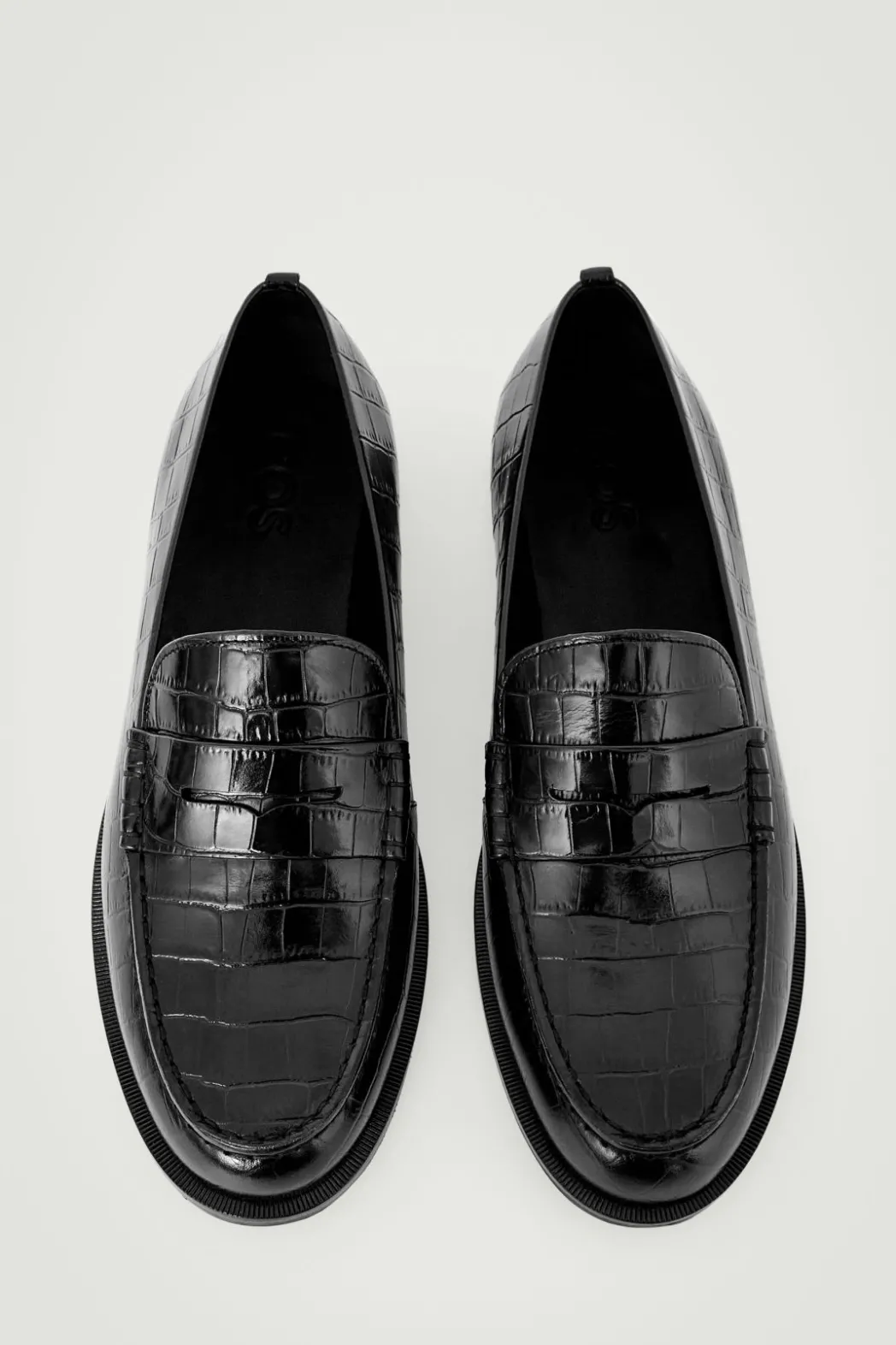 Hot COS CROC-EFFECT LEATHER LOAFERS BLACK