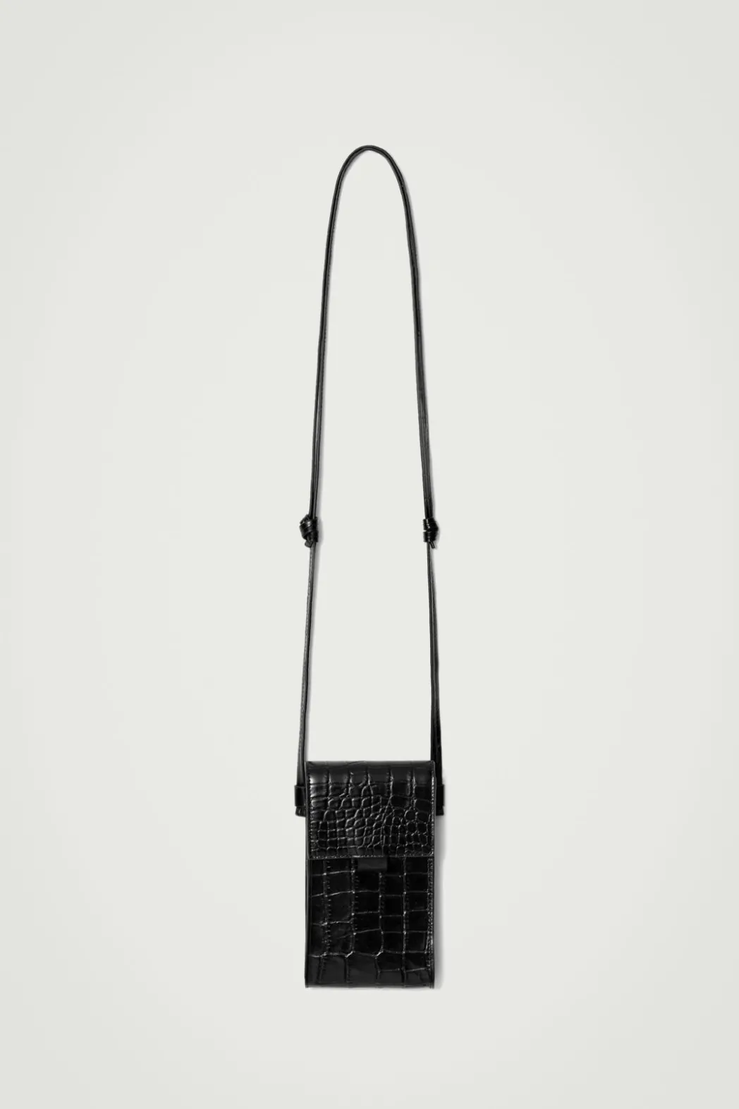 Sale COS CROC-EFFECT LEATHER PHONE POUCH BLACK