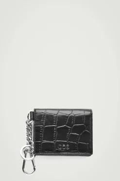 Clearance COS CROC-EFFECT LEATHER WALLET BLACK