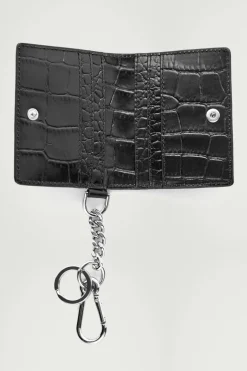 Clearance COS CROC-EFFECT LEATHER WALLET BLACK
