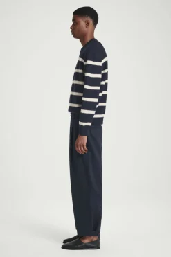 COS CROPPED BARREL-LEG PANTS NAVY