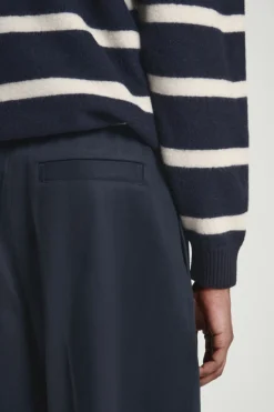 COS CROPPED BARREL-LEG PANTS NAVY