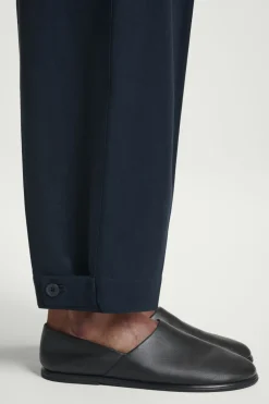 COS CROPPED BARREL-LEG PANTS NAVY