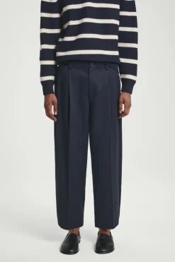 COS CROPPED BARREL-LEG PANTS NAVY