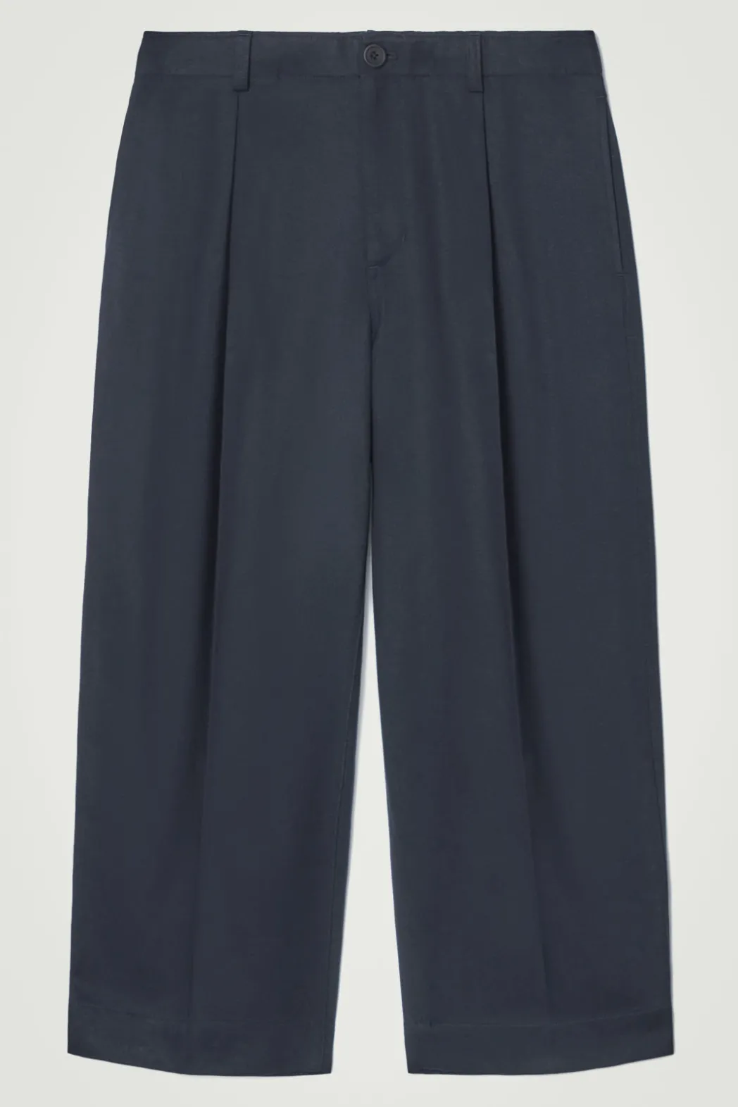 COS CROPPED BARREL-LEG PANTS NAVY