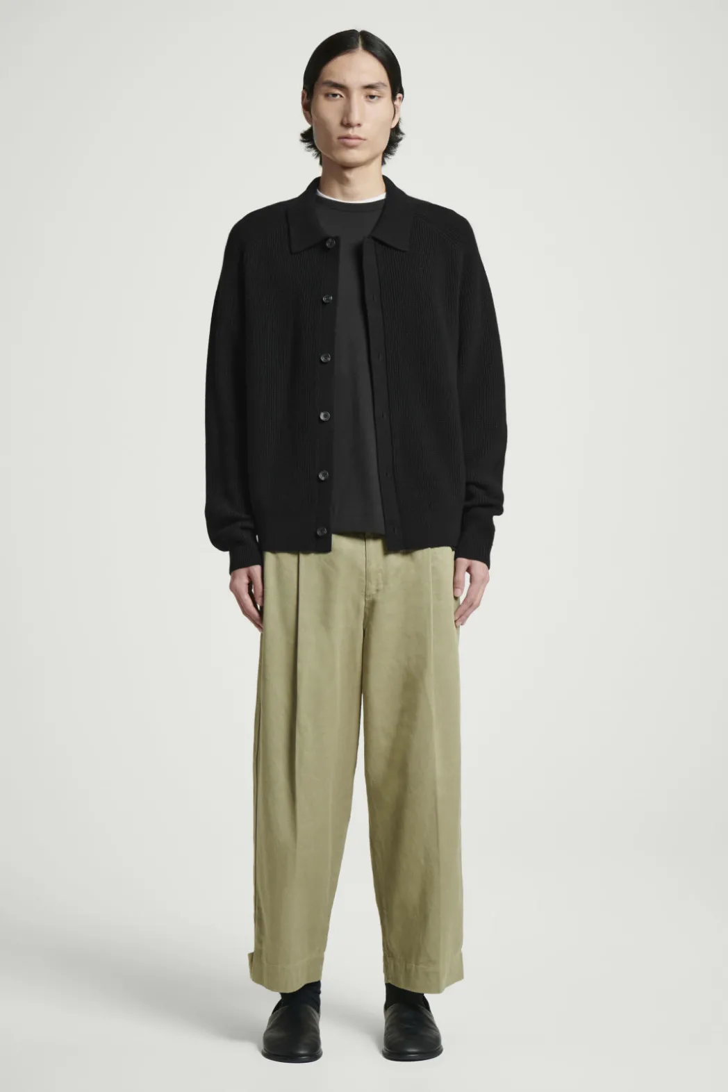 Online COS CROPPED BARREL-LEG PANTS KHAKI