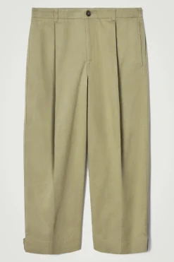 Online COS CROPPED BARREL-LEG PANTS KHAKI