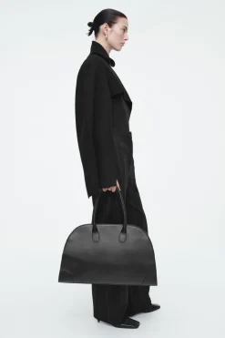 COS CROPPED BOILED-WOOL HYBRID CAPE BLACK