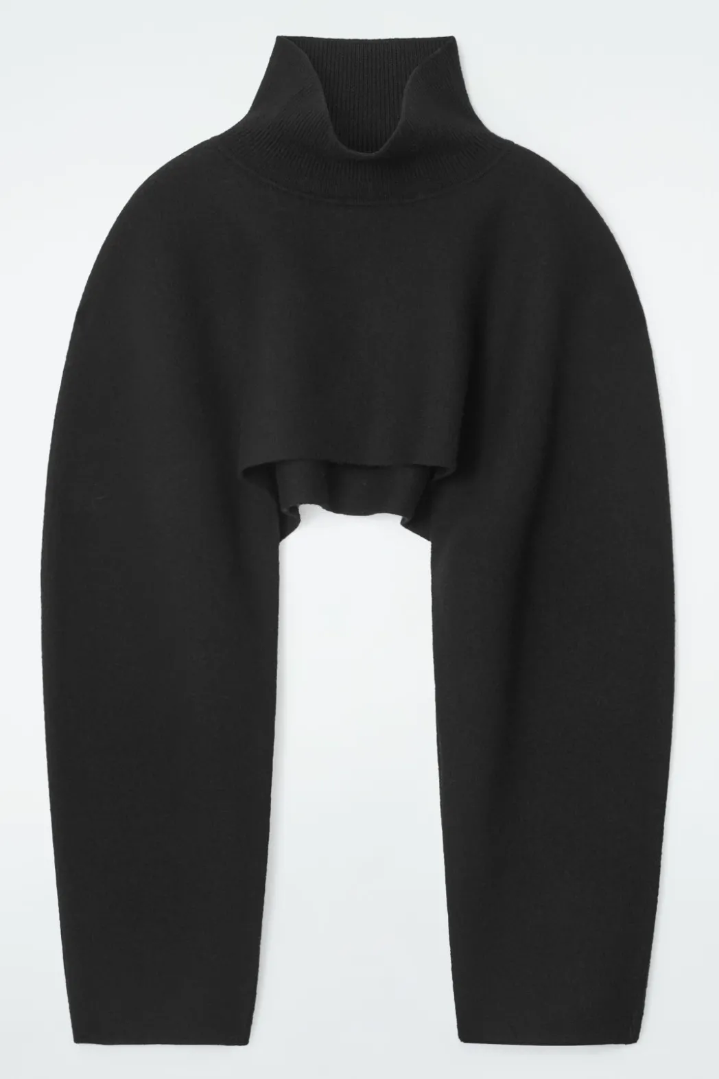 COS CROPPED BOILED-WOOL HYBRID CAPE BLACK