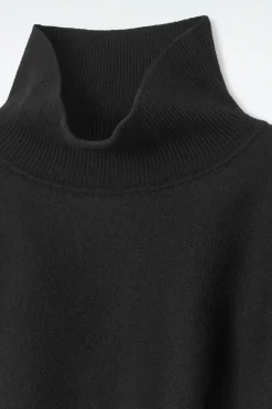 COS CROPPED BOILED-WOOL HYBRID CAPE BLACK