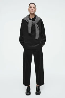 Hot COS CROPPED CORDUROY PANTS BLACK
