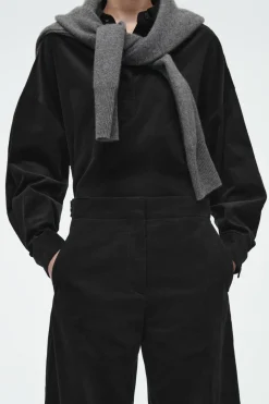 Hot COS CROPPED CORDUROY PANTS BLACK