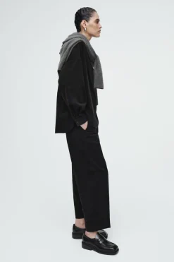 Hot COS CROPPED CORDUROY PANTS BLACK
