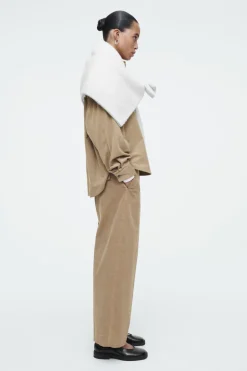 Best COS CROPPED CORDUROY PANTS BEIGE