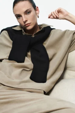 Best COS CROPPED CORDUROY PANTS BEIGE