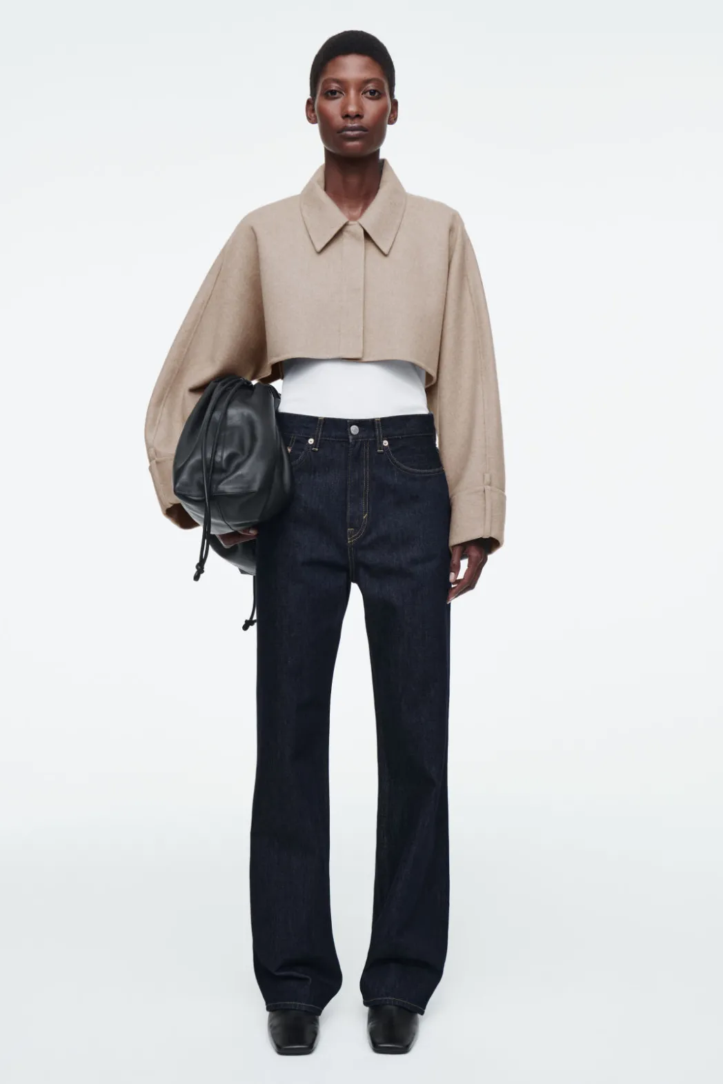 Best COS CROPPED DOUBLE-FACED WOOL JACKET BEIGE