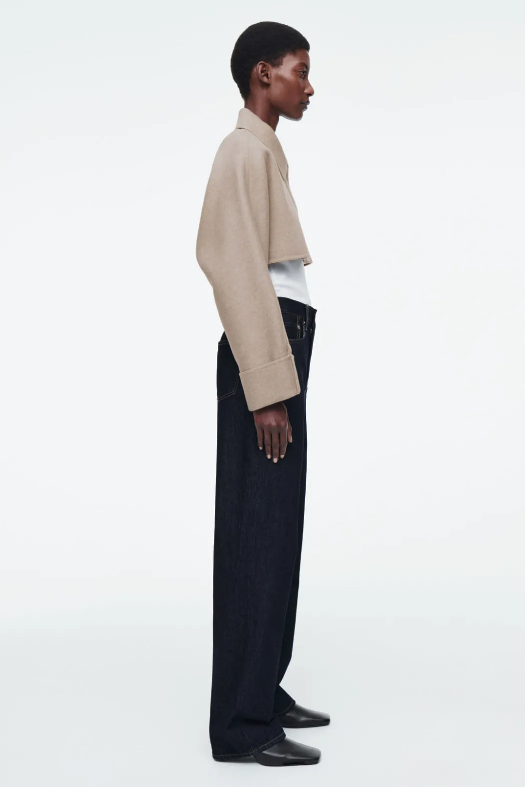 Best COS CROPPED DOUBLE-FACED WOOL JACKET BEIGE