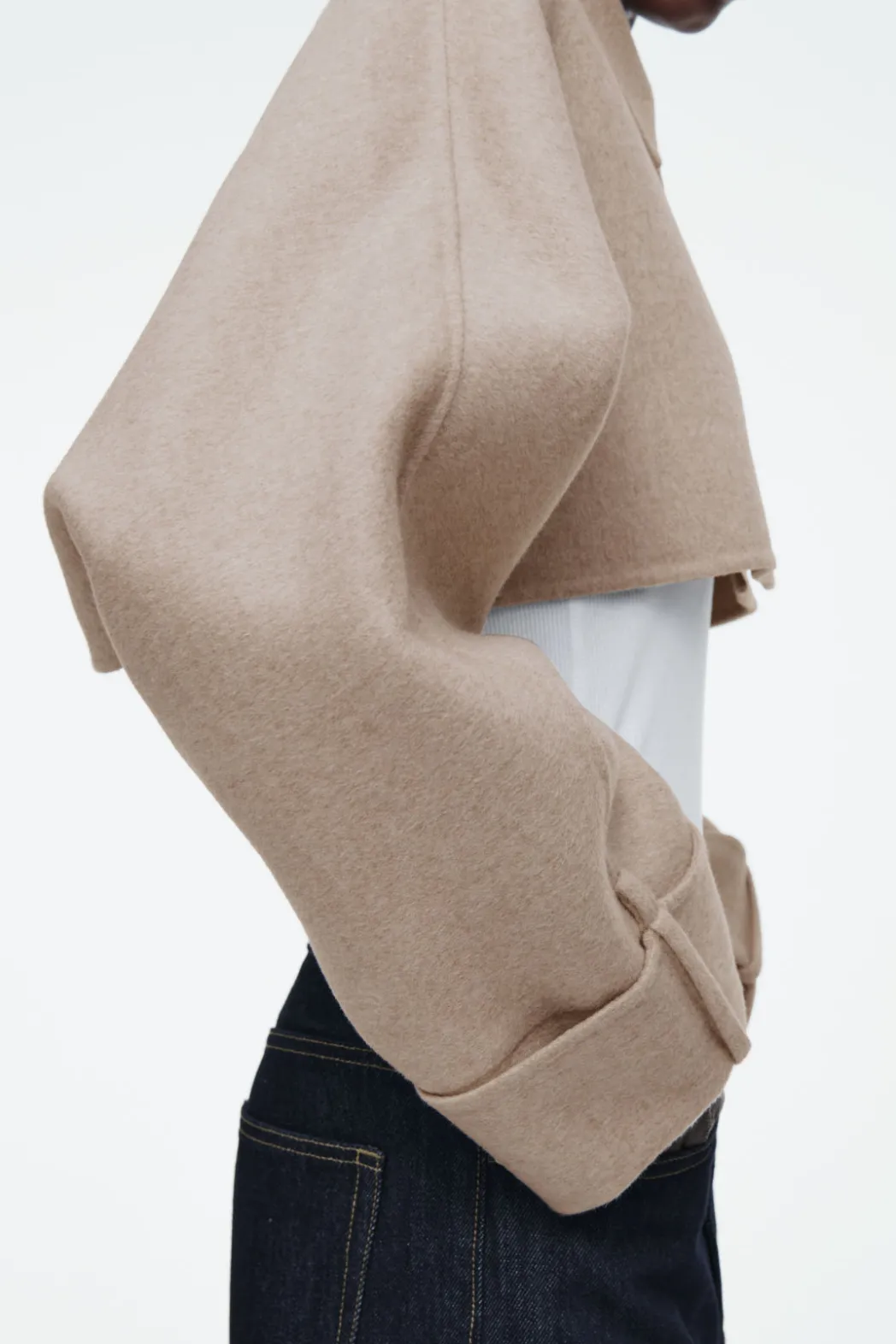 Best COS CROPPED DOUBLE-FACED WOOL JACKET BEIGE