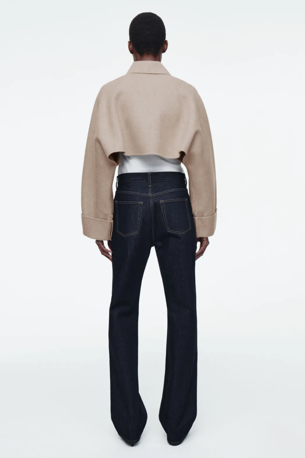 Best COS CROPPED DOUBLE-FACED WOOL JACKET BEIGE