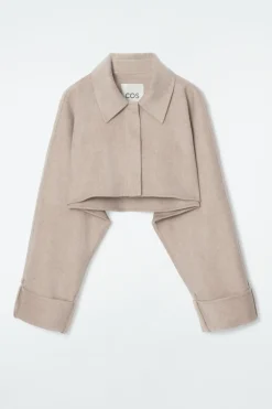 Best COS CROPPED DOUBLE-FACED WOOL JACKET BEIGE