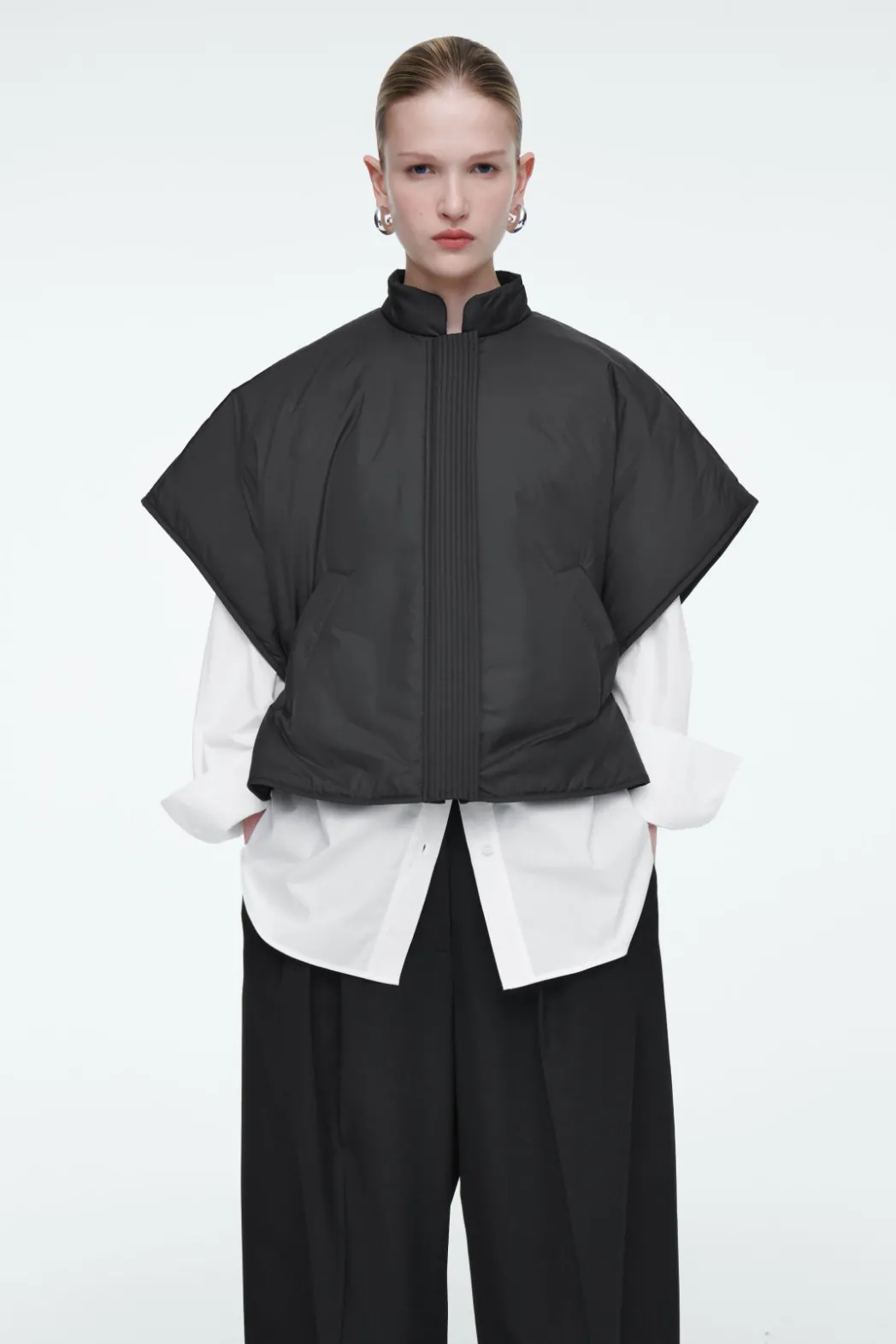 Online COS CROPPED PADDED HYBRID VEST CHARCOAL