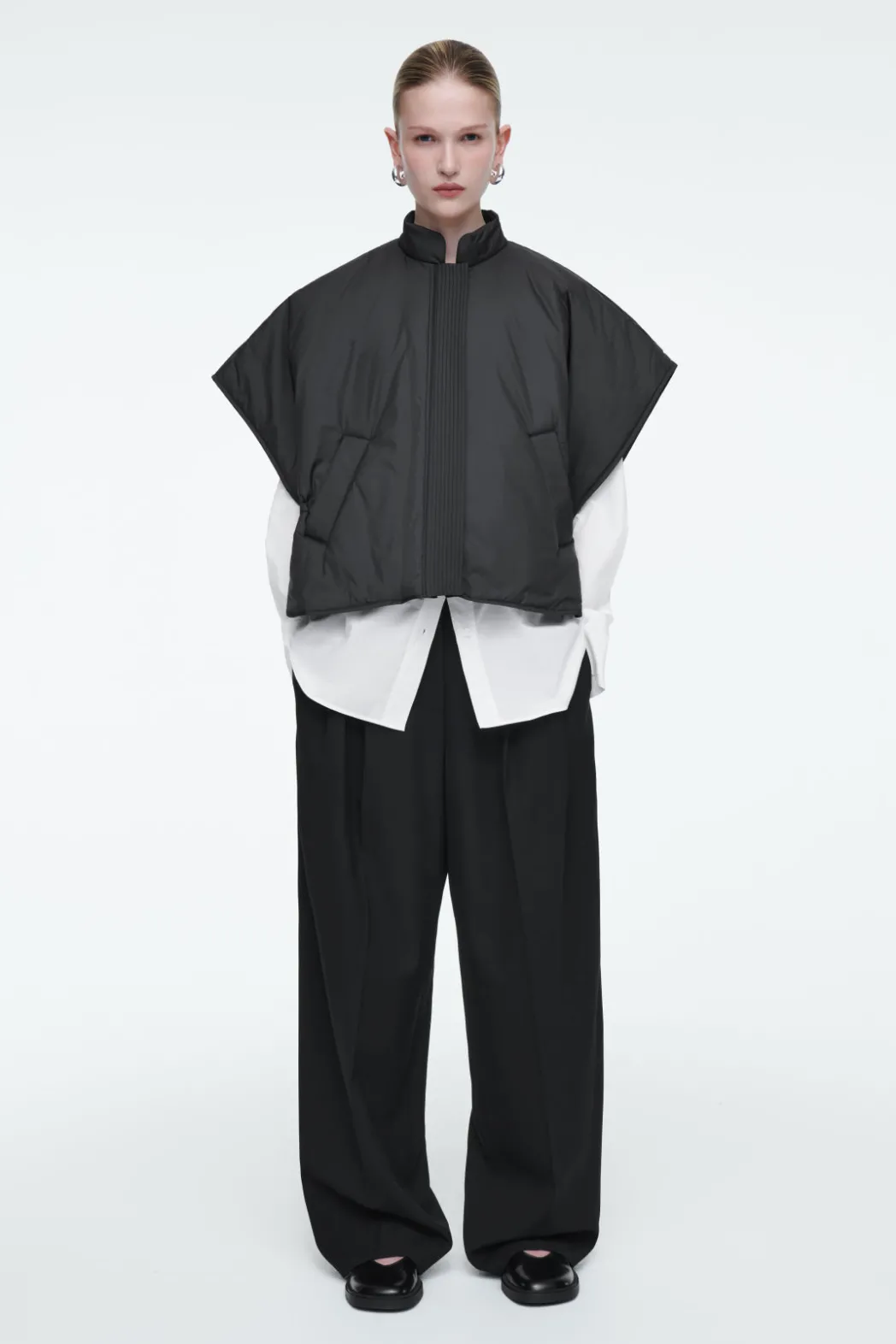 Online COS CROPPED PADDED HYBRID VEST CHARCOAL