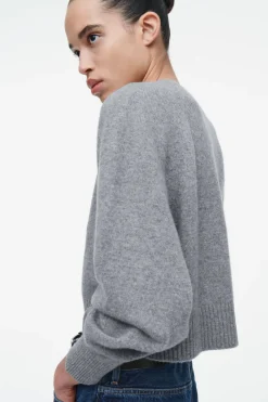 Best COS CROPPED WOOL CARDIGAN GRAY MÉLANGE